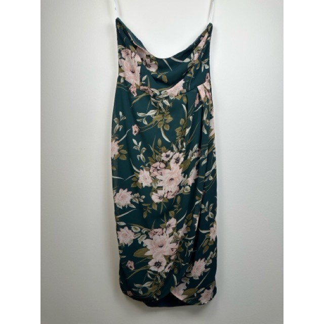 Lulus Effortless Charm Floral Midi Dress Slip Wrap Cottage Coquette Romantic M