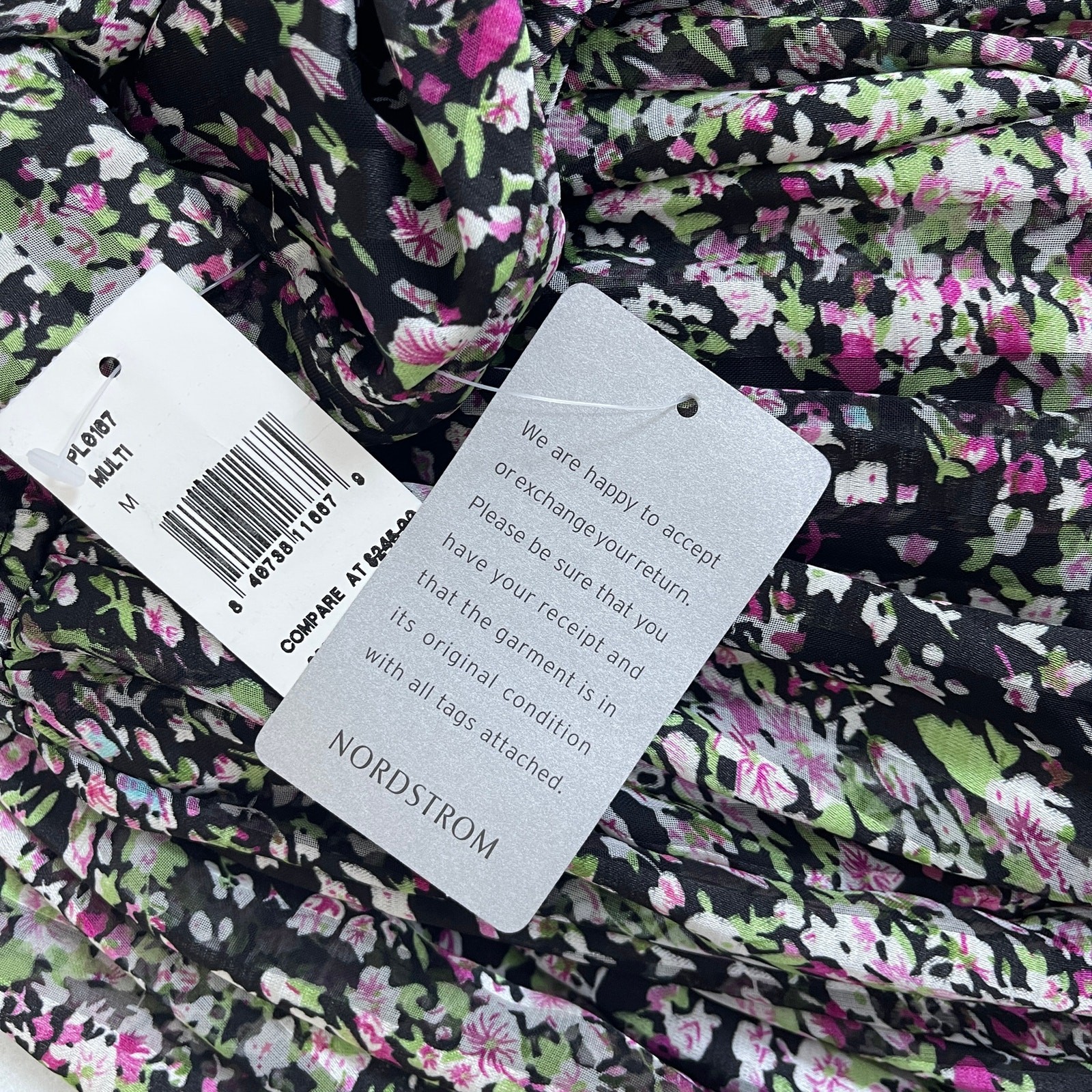 Alexia Admor Floral Chiffon Mini Dress Lace Hem Tie Neck Long Sleeve NWT Size M