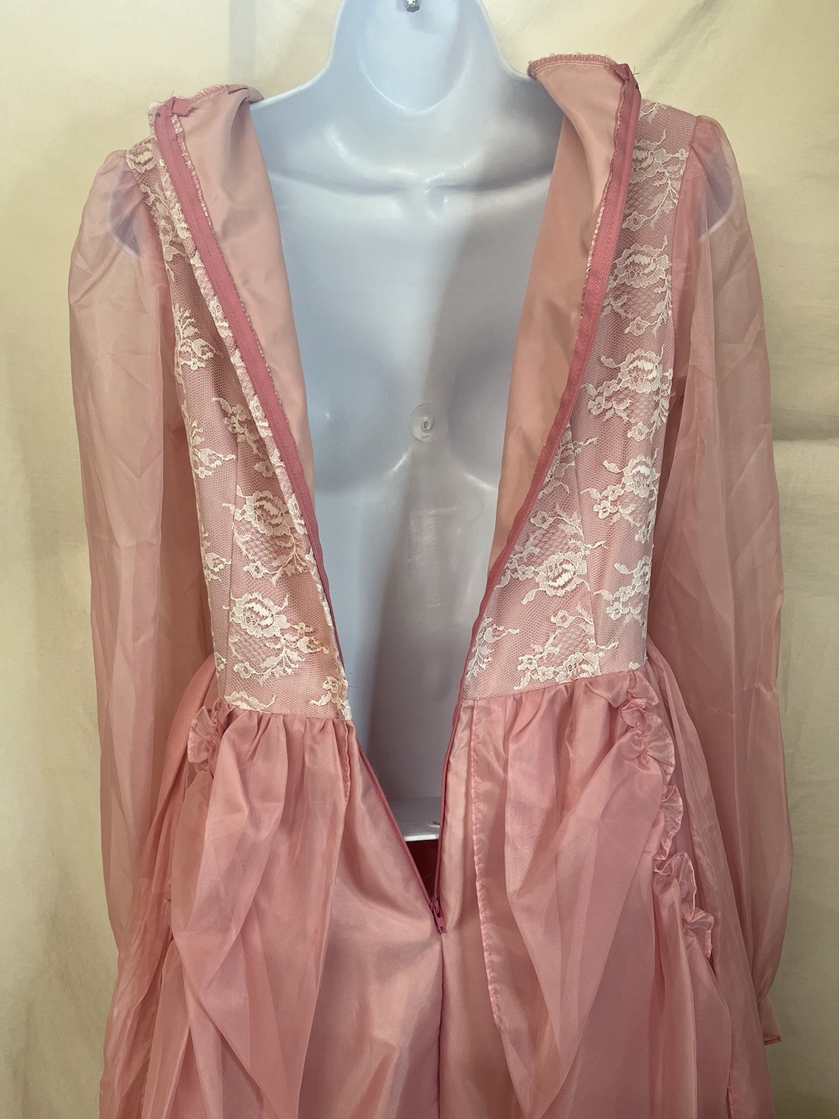 Vintage Dress 8 S Ruffle Sheer Nylon Tea Peasant Prairie Cottage Gypsy Cosplay