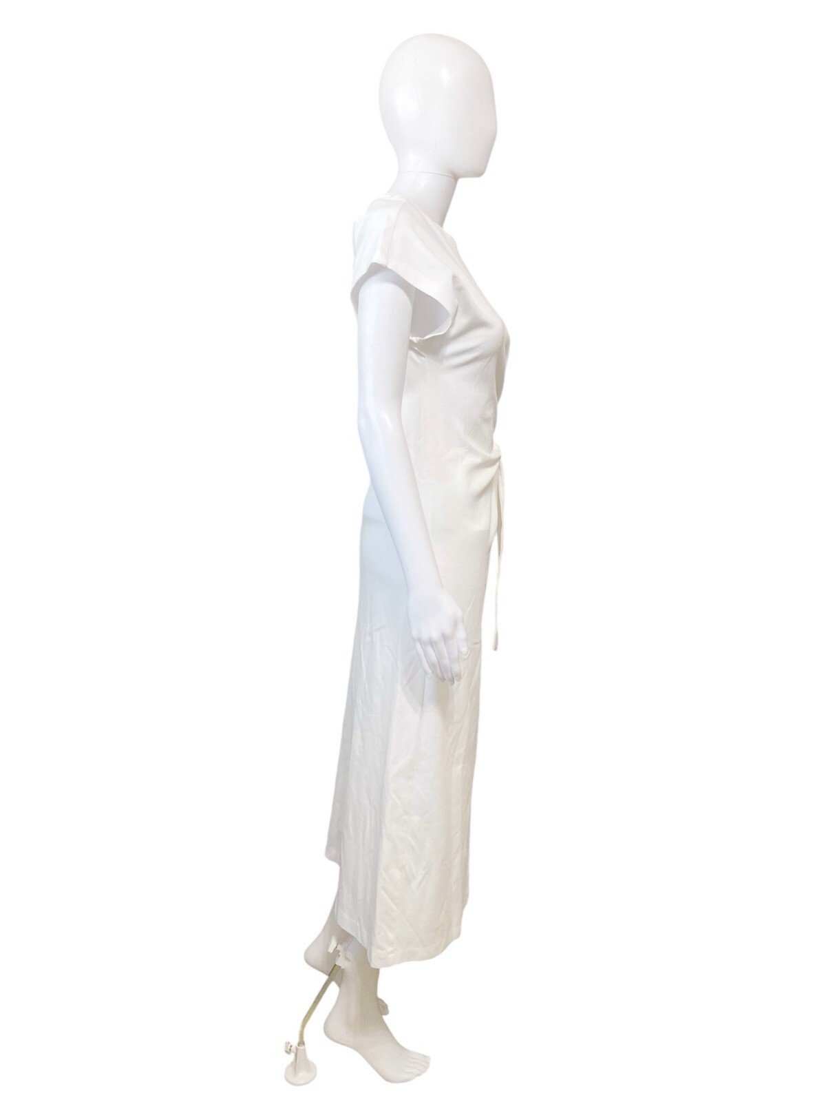 Parfois Womens White Midi Dress With Side Knot Tie Short Sleeve Size XS-S