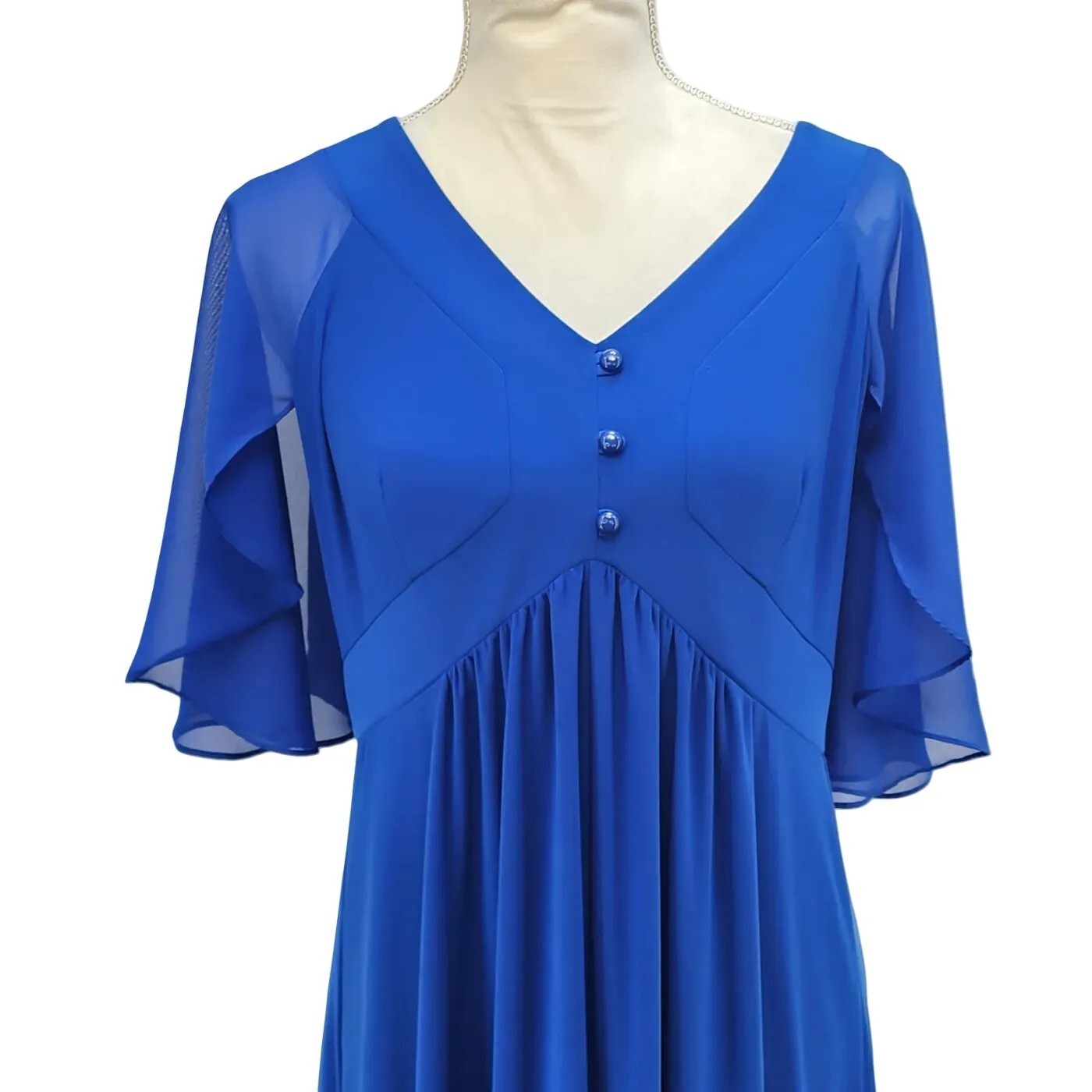 Antthony Studio Royal Blue Flutter Sleeve Midi Dress NWOT M