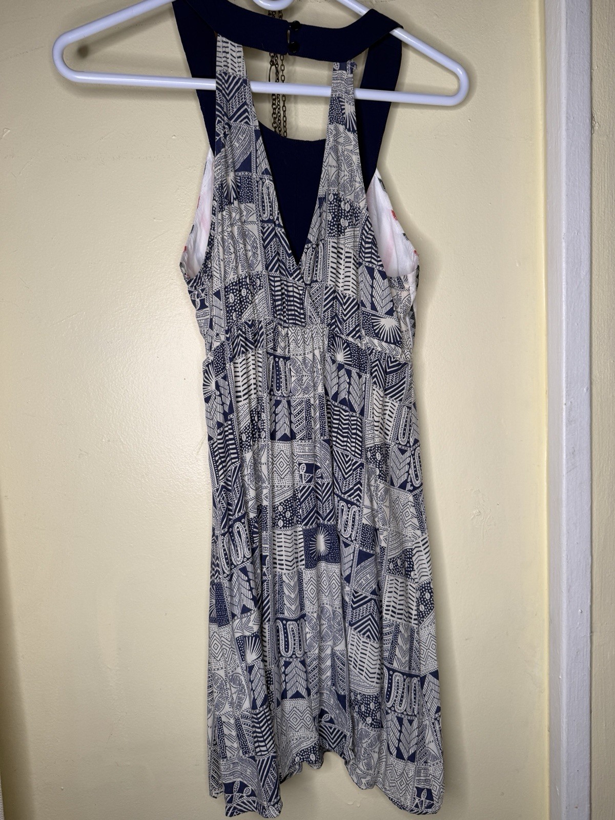 Flying Tomato Size Small Boho Red White Blue Fit Flare Peasant Midi Dress