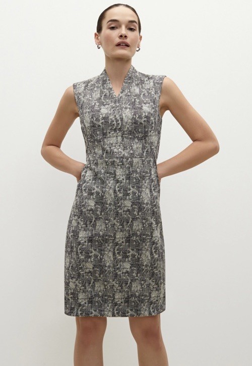 MM Lafleur Aditi Crackle Print Sheath Dress in Black and Cream NEW Womens Size 6