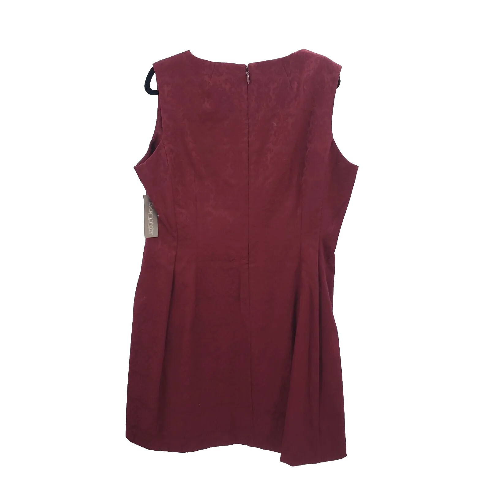 Eva Mendes 20 Damask Fit Flare Dress Sleeveless Pleated Zip Up Cotton Burgundy