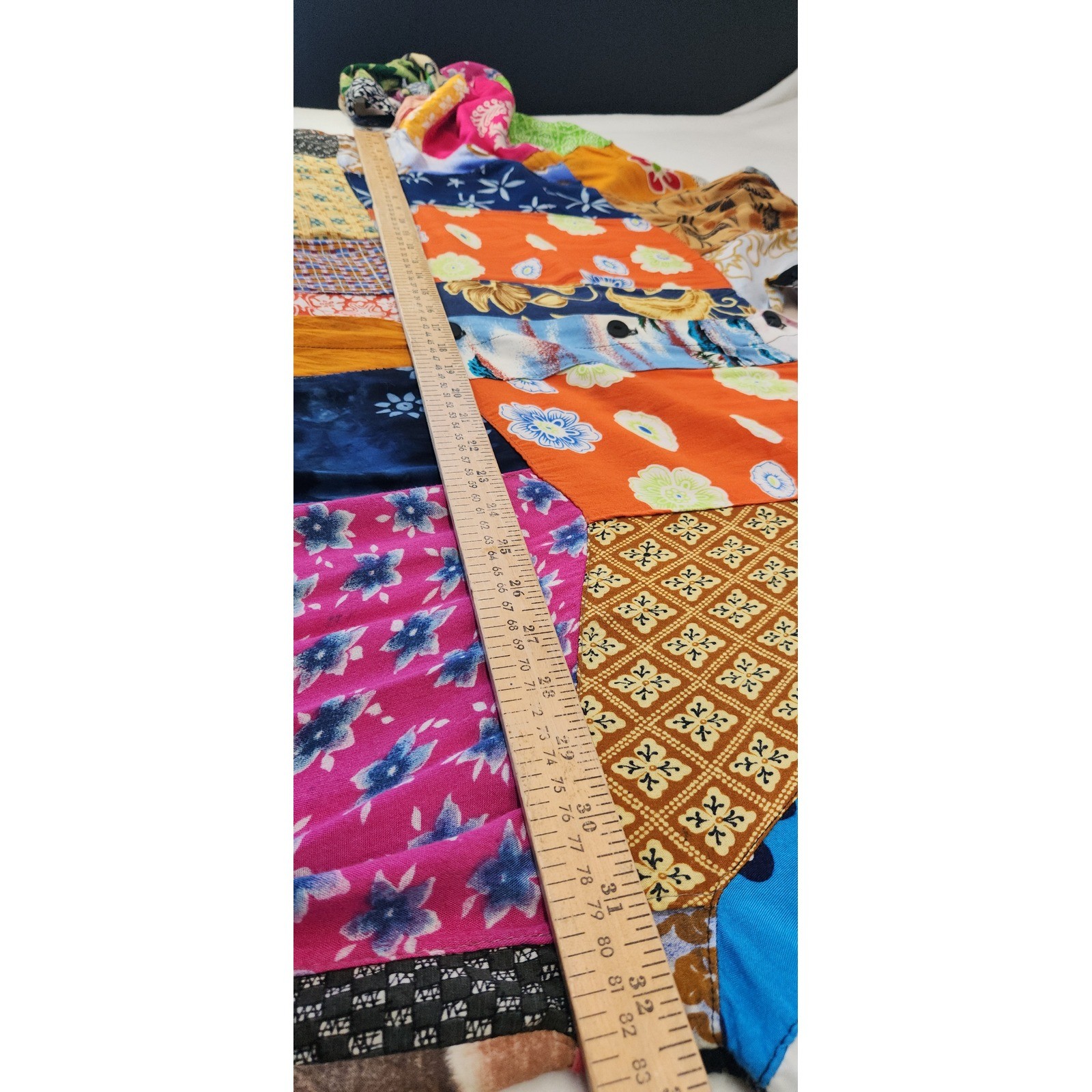 We Be Bop Patchwork Dress Multicolor Large Boho 90s Eclectic Maxi Festival Rayon