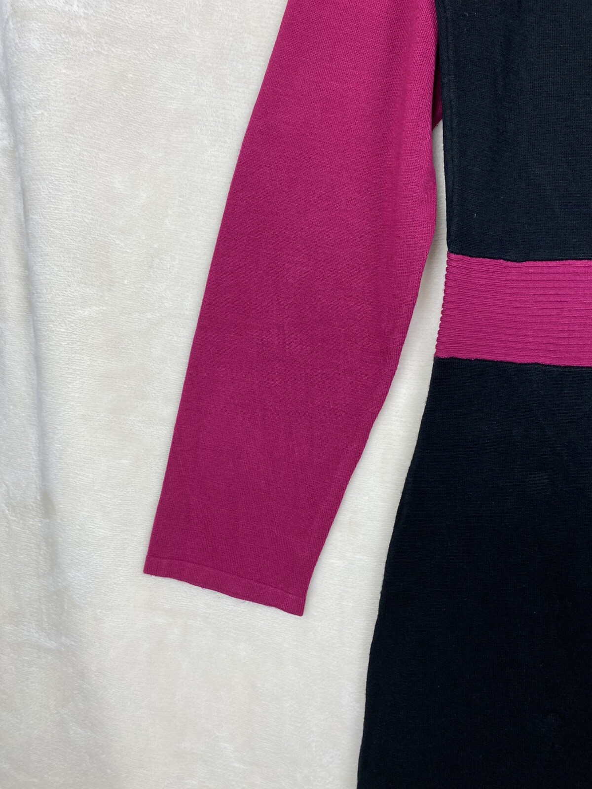 Artisan Knit Sweater Dress Womens Large A-Line Colorblock Stretch Office Work