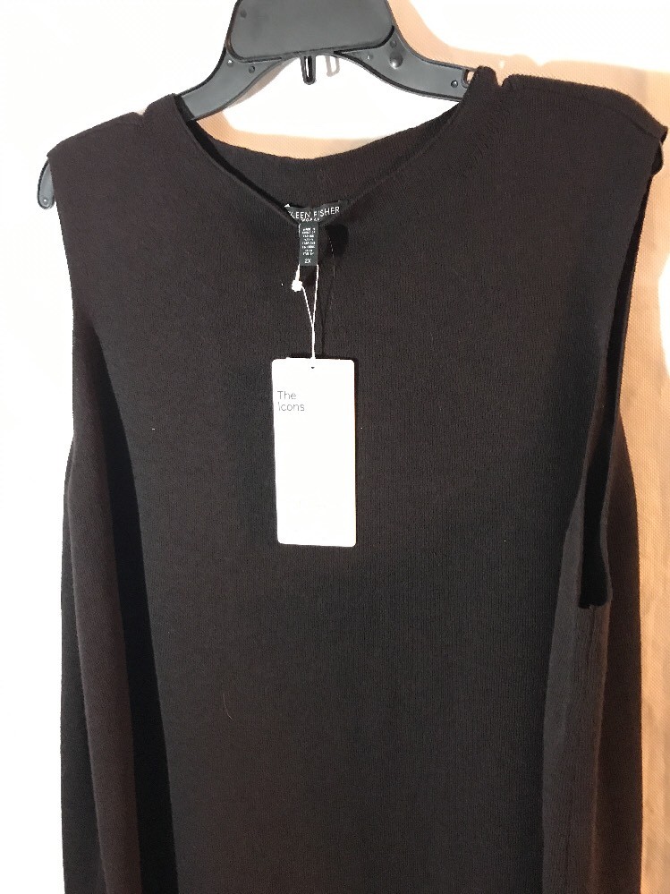 NWT Eileen Fisher Wool Crepe Funnel Neck Shift Dress Clove Brown [SZ 2X ] #M808