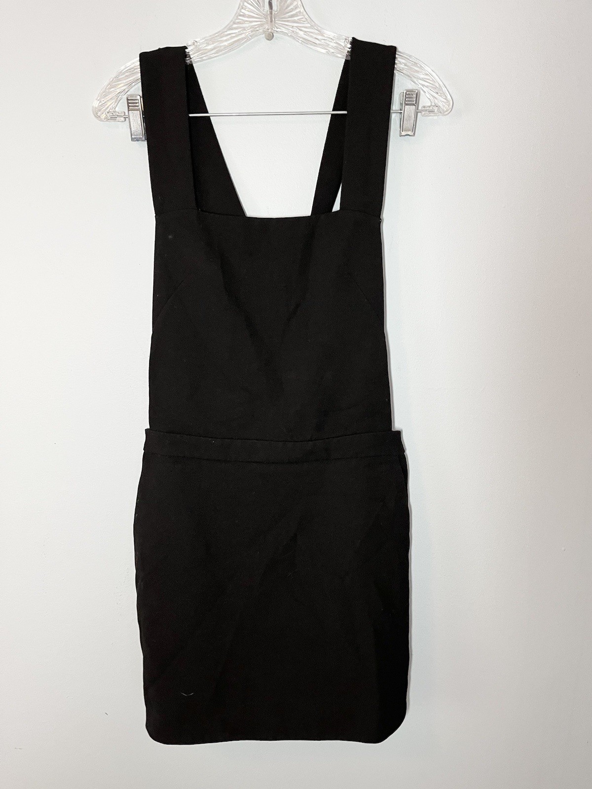 Maje Black Pinafore Overall Skirt Suspenders Dress Large FR3 Pockets Quirky