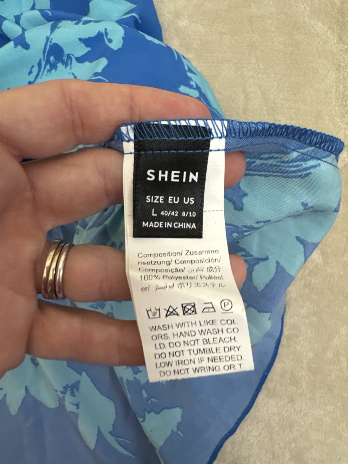 Womans Floral Blue Short Sleeve STRETCH Summer Dress Size LARGE 8/10 NEW!