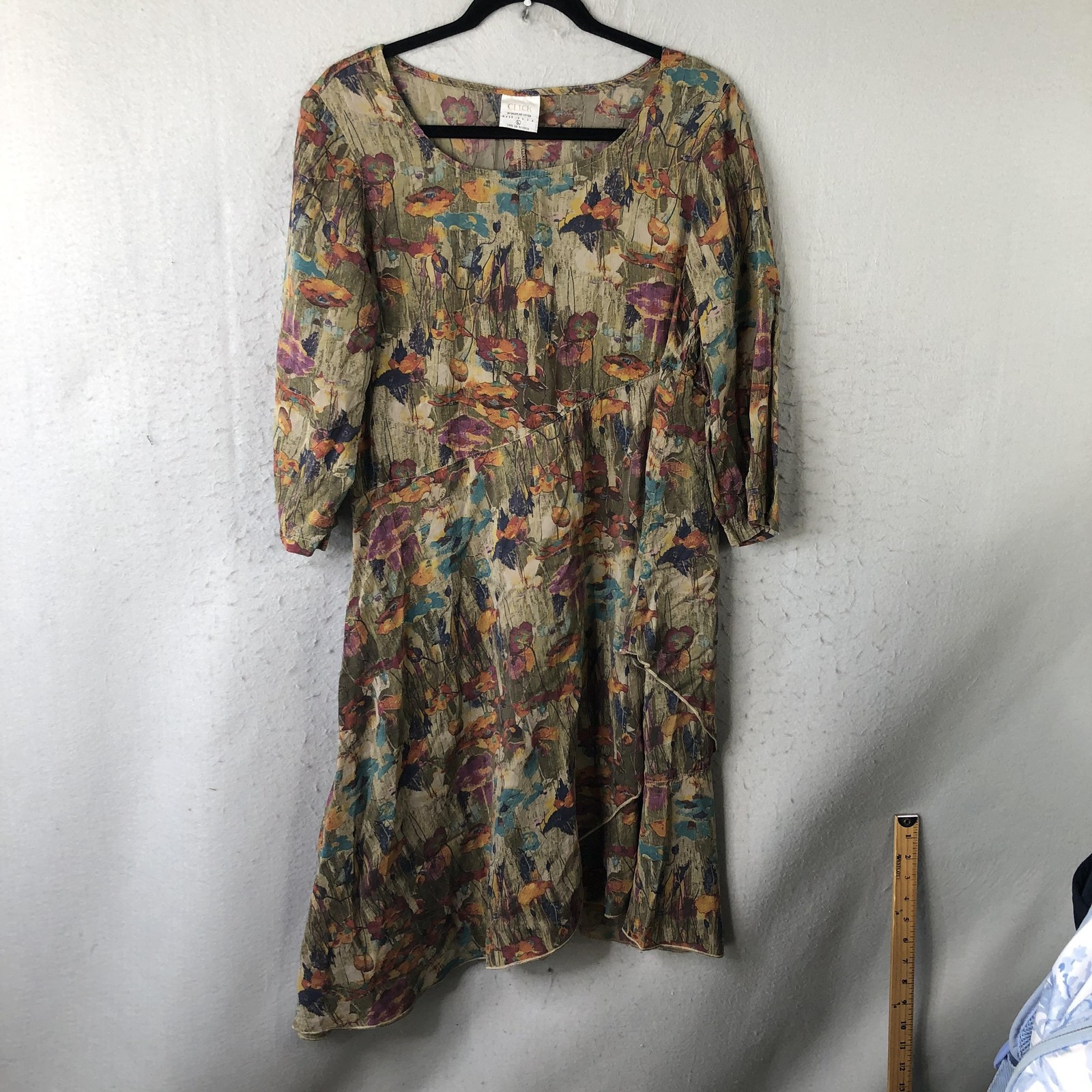 Click By Color Me Cotton Dress Womens L Dark Floral Goblincore Abstract Art
