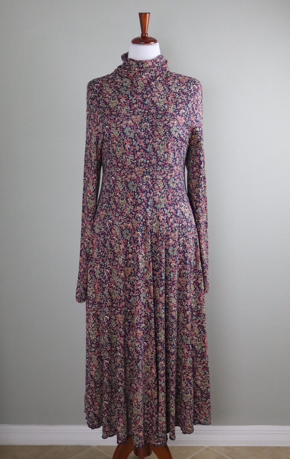 PERUVIAN CONNECTION NEW $218 Floral Soft Stretch Turtleneck Midi Dress Size XL