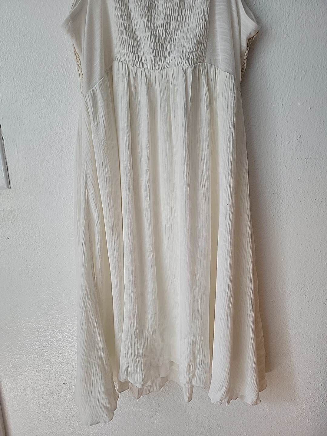Miss Me Tunic Mini Dress Small Ivory Crochet Gauzy Boho Festival Fairy Beach