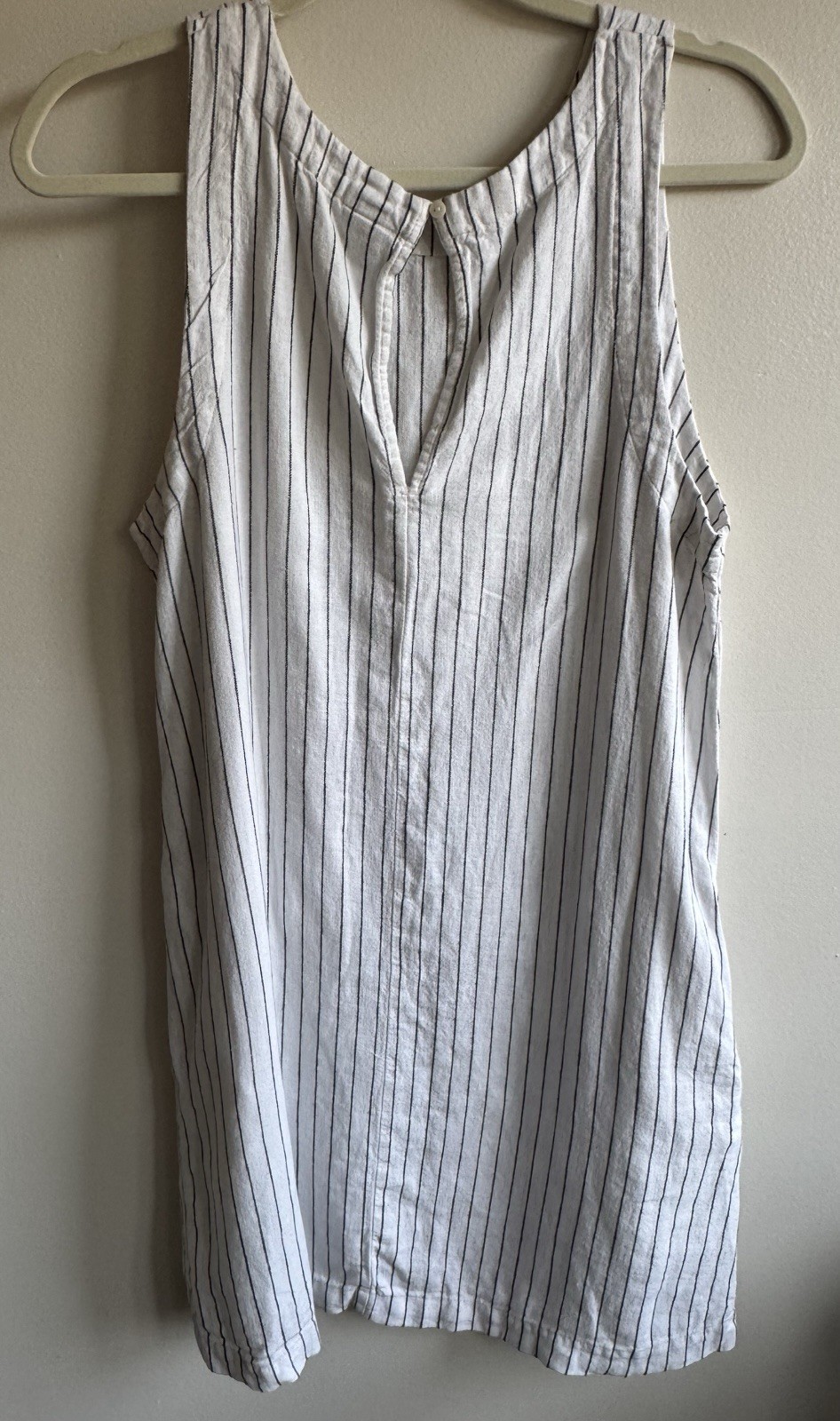 A New Day Linen Blend Sleeveless Shift Dress Women’s Medium Black White Stripe