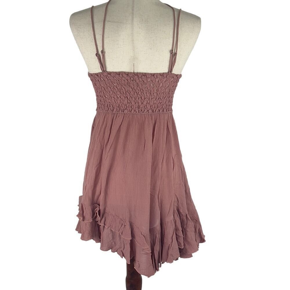 Free People Intimately Adella Lace Slip Mini Dress Mauve Pink Boho NWT XS