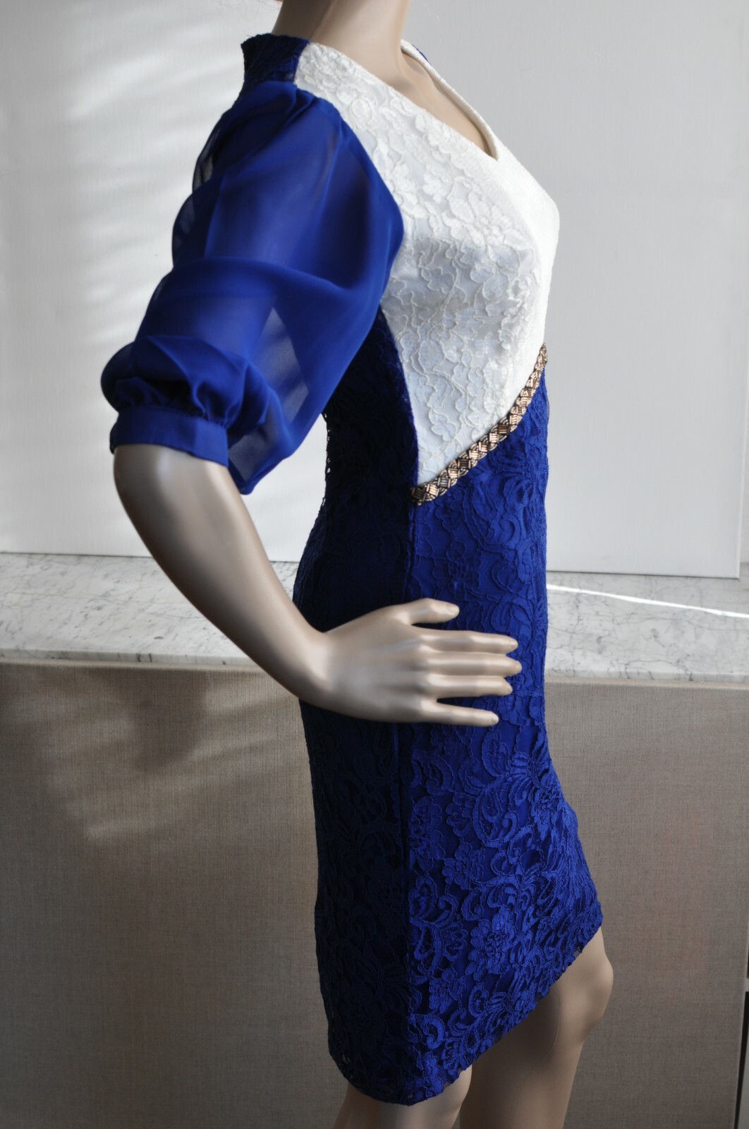 Creativity Party Cocktailkleid Spitzen Abend Kleid Royal Blau 36 bezaubernd