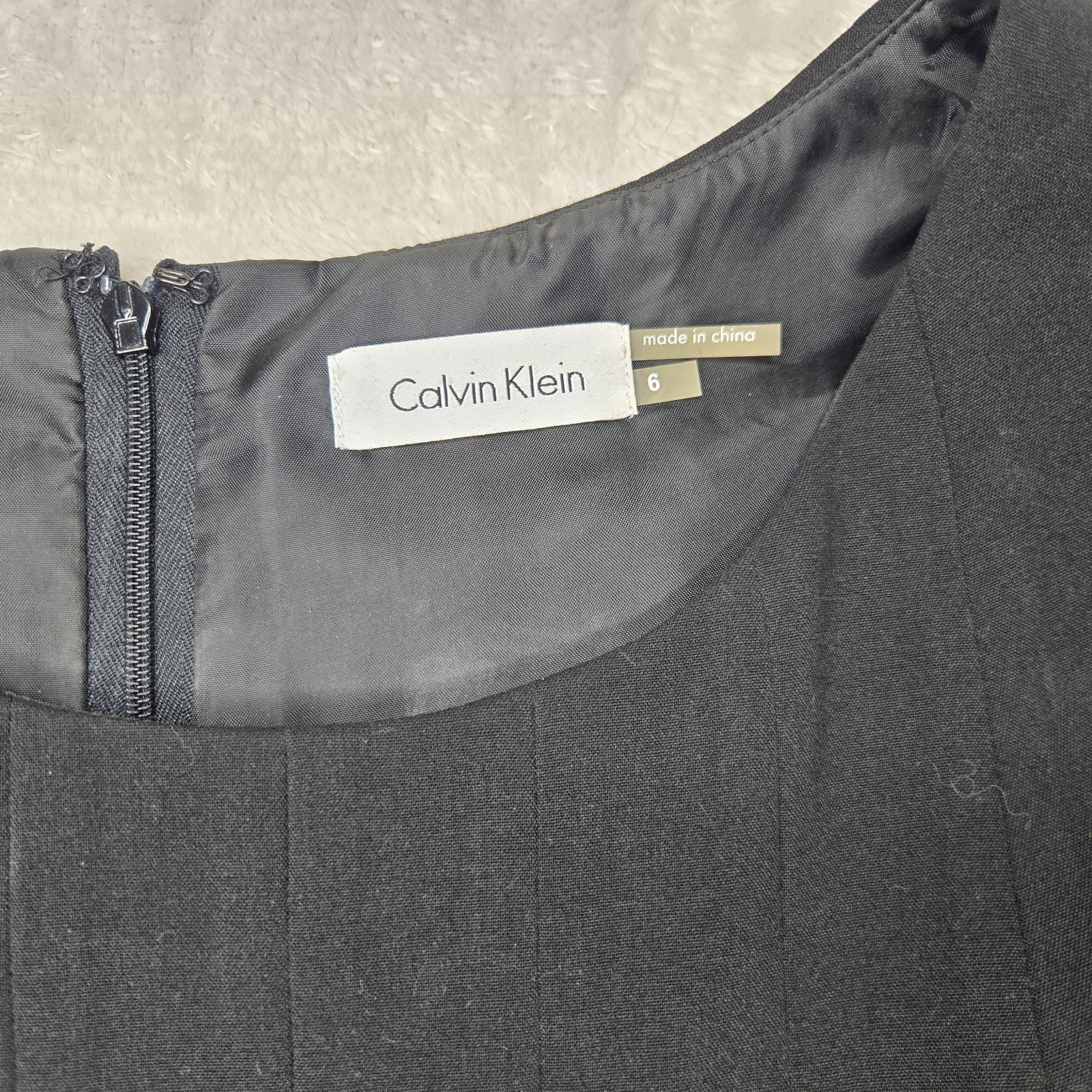 Calvin Klein Dress Womens 6 Black Lined Staple Fit & Flare Ribbed Formal LBD