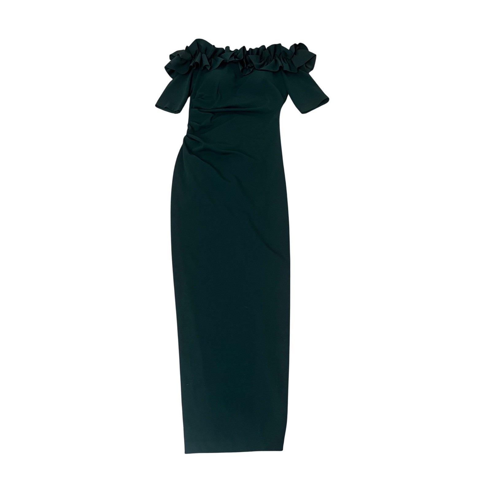 XSCAPE Pine Green Off the Shoulder Ruffle Evening Gown 8P 3856XP