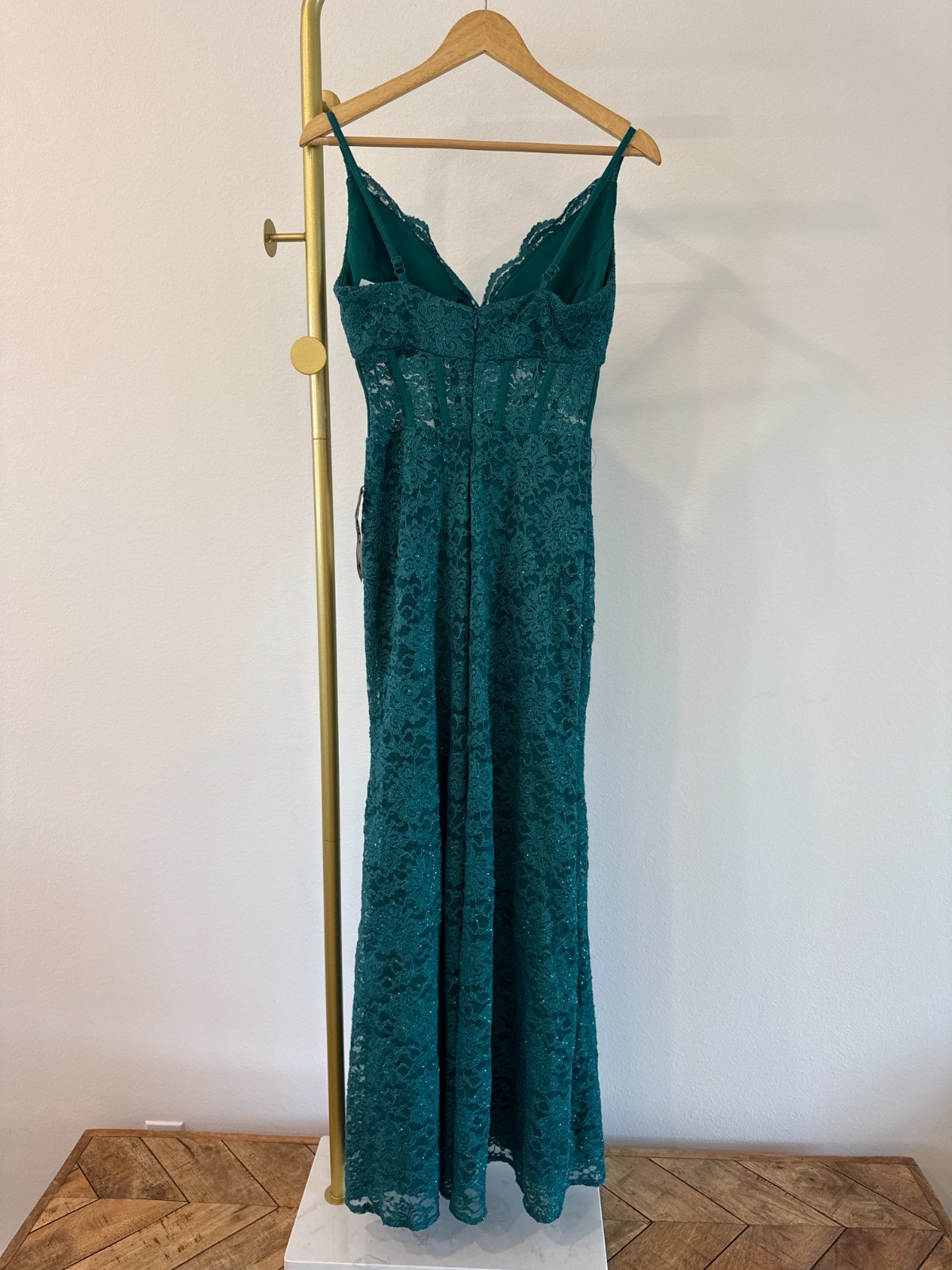 Morgan Company Juniors Glitter Scallop Lace Jade Size 3 $129
