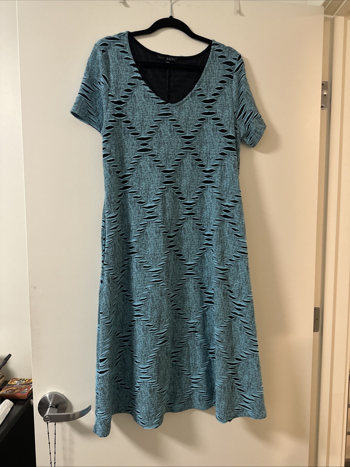 Kozan Turquoise And Black Short Sleeve Dress Size XL