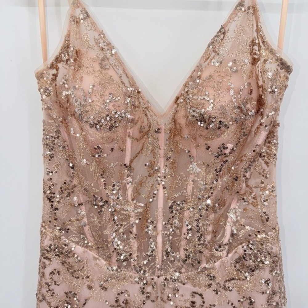 Cinderella Divine Rose Gold Sequin Mermaid Prom/Quinceanera Gown Dress Size 6