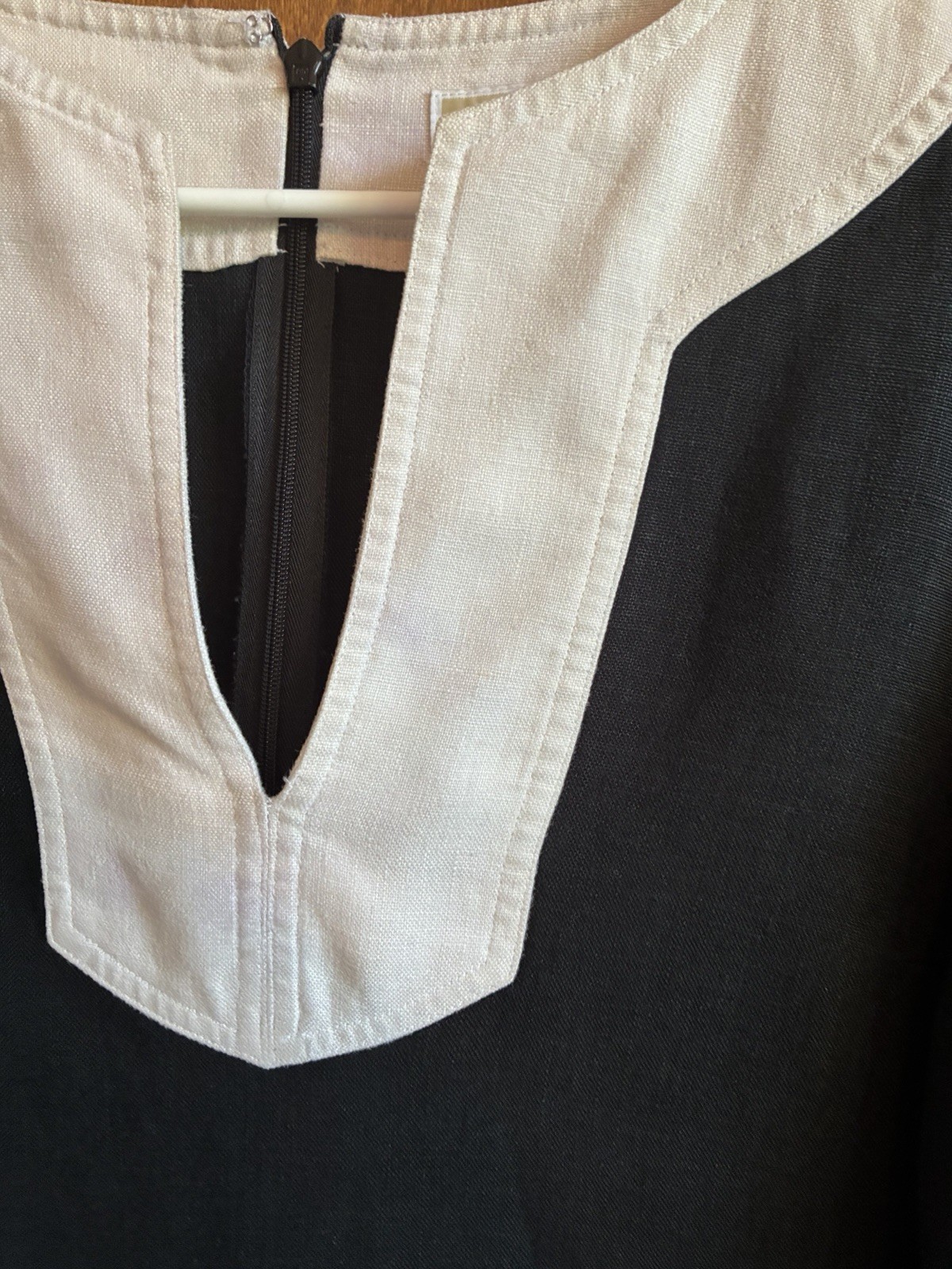 Michael Kors, Black And Ivory Short Linen Tunic Caftan Size 8