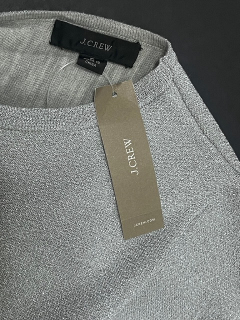 NWT J. Crew Metallic Silver Glitter Lurex Twist Back Holiday Dress – Size S