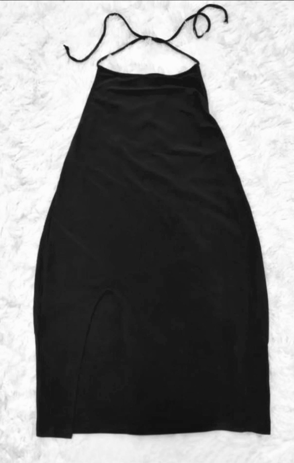 Fashion Nova Black Halter Open Back Bodycon Mini Dress Women’s Stretch M