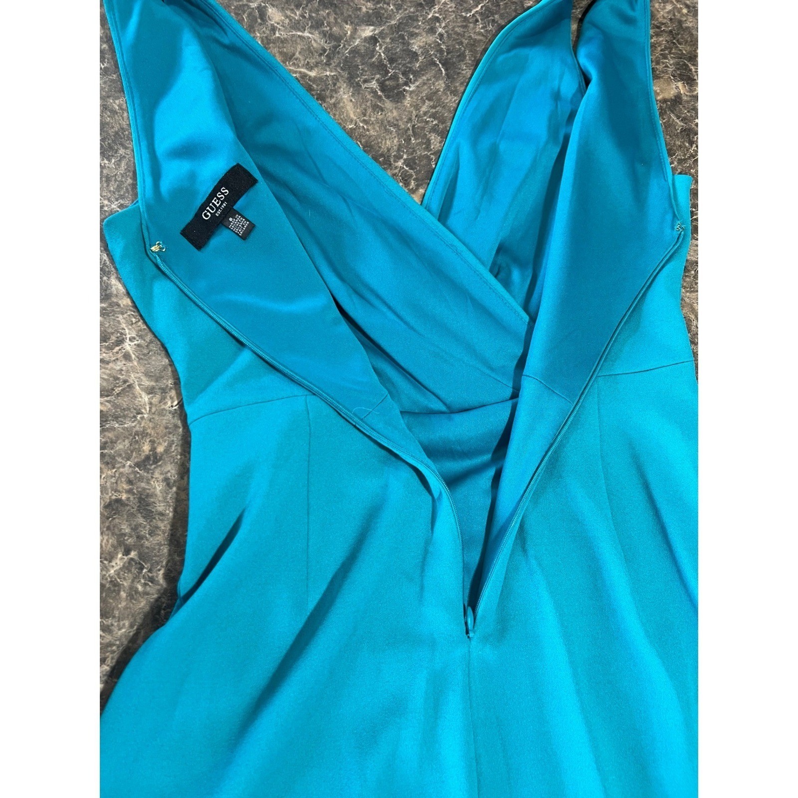 Guess Womens Teal Blue Ruched Asymmetrical Wrap Cocktail Dress Vibrant Date Chic