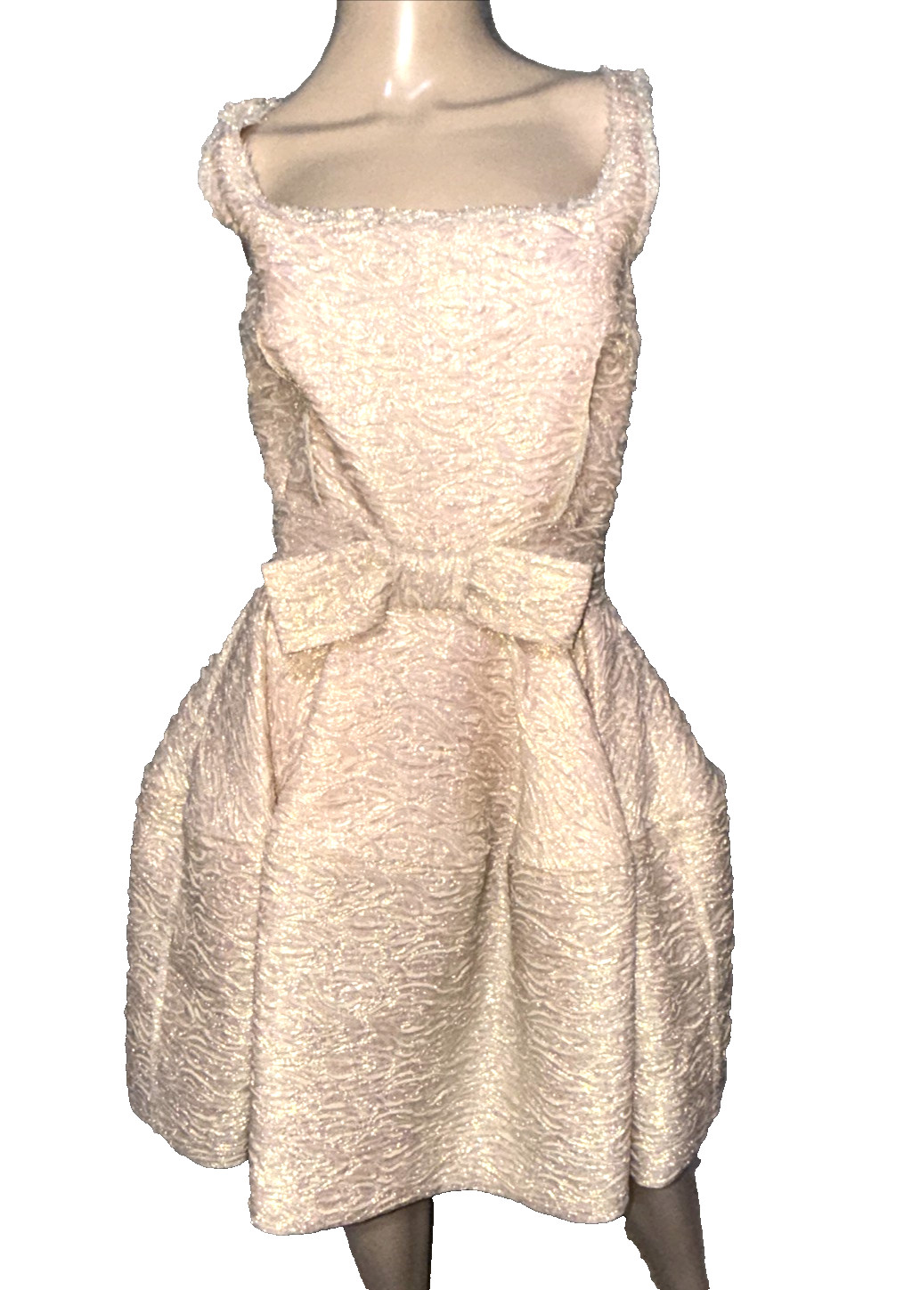 Lanvin Collection Blanche Pink Gold Jacquard A Line Cocktail Dress US 4 6 FR 38