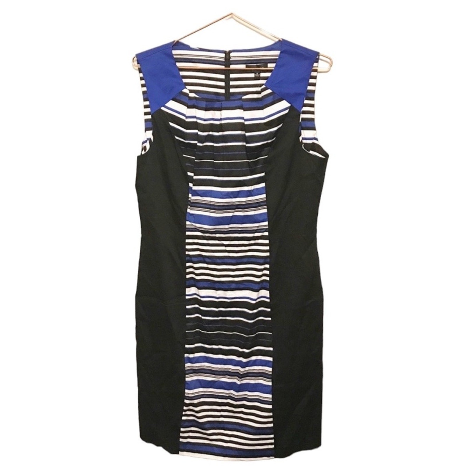 Spense NWT black and blue striped flattering style career dress size 10