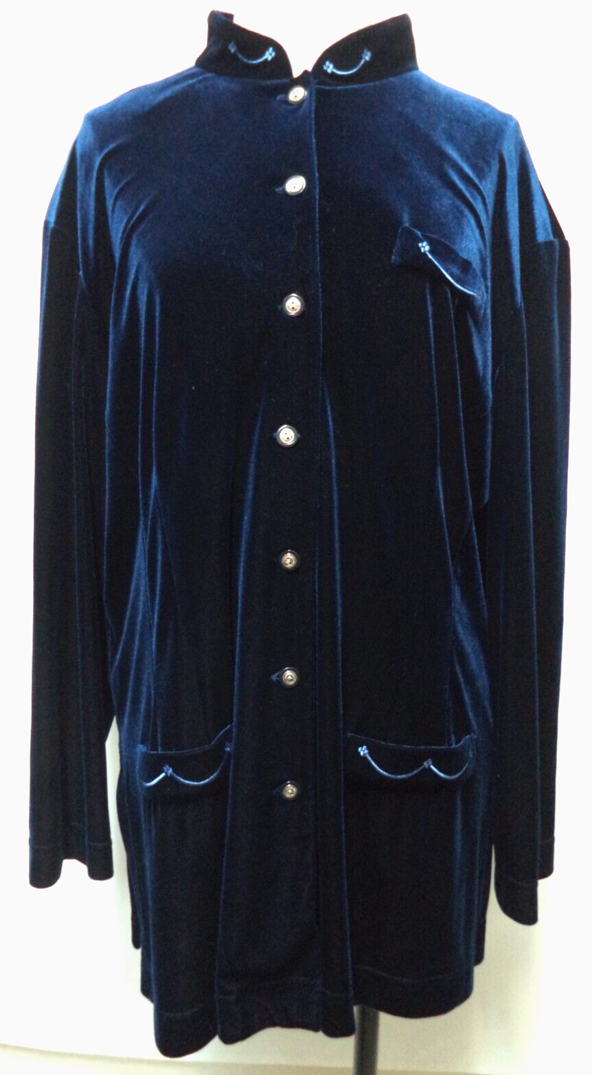 Coldwater Creek velour Tunic Top Bouse Embroidered Pockets Size Sz X-Large XL