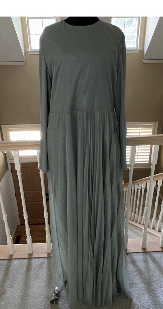 Refka Sparle Sage Mint Long Sleeve Modest Dress Size 14 New With Tags
