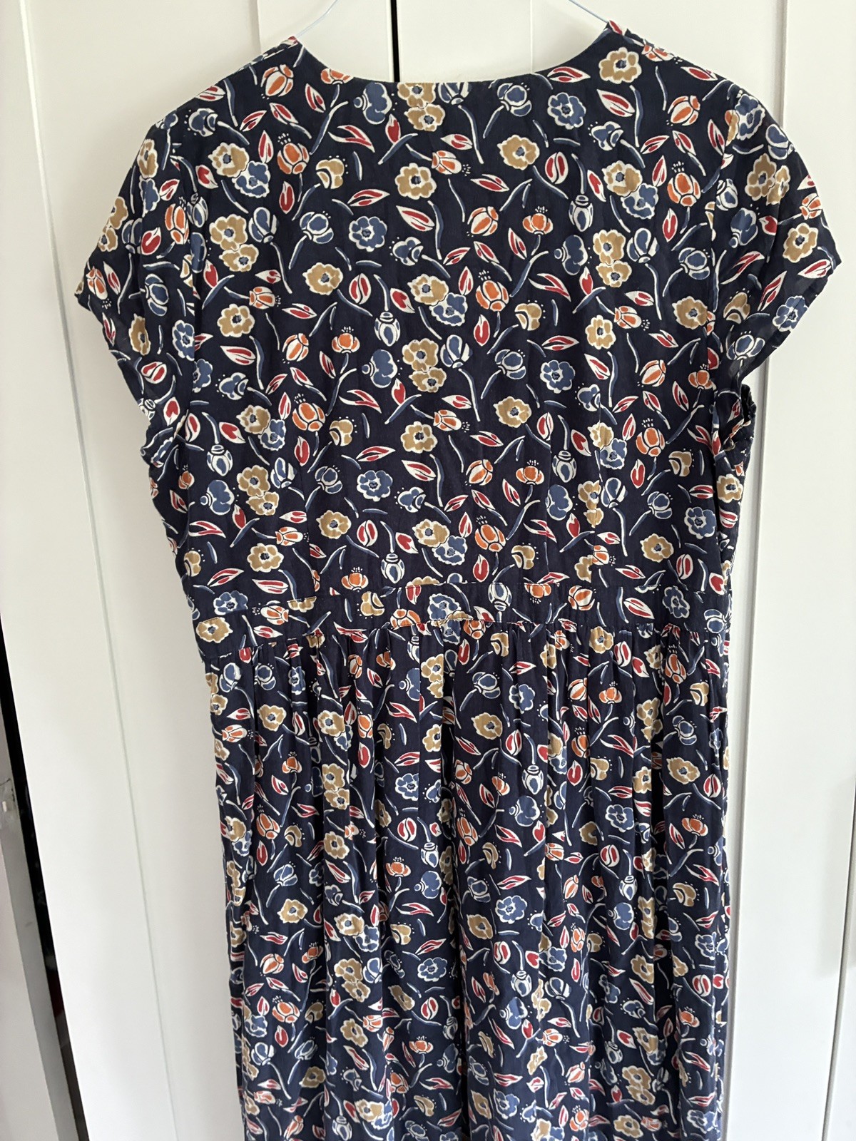 Seasalt cotton midi maxi dress feather slate size 18 summer holiday casual blue