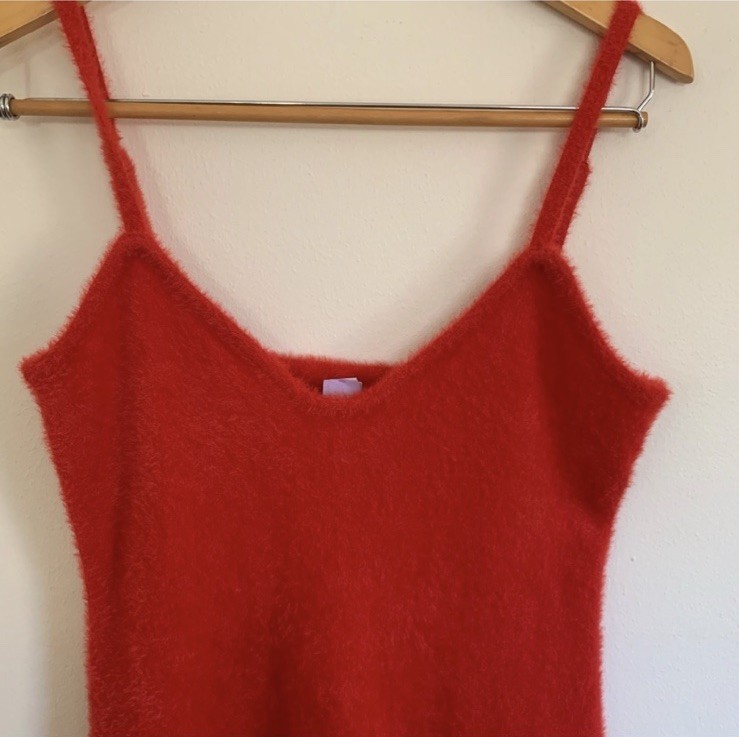 Savage X Fenty Vibrant Red Fuzzy Sleeveless Scoop Neck Mini Dress M