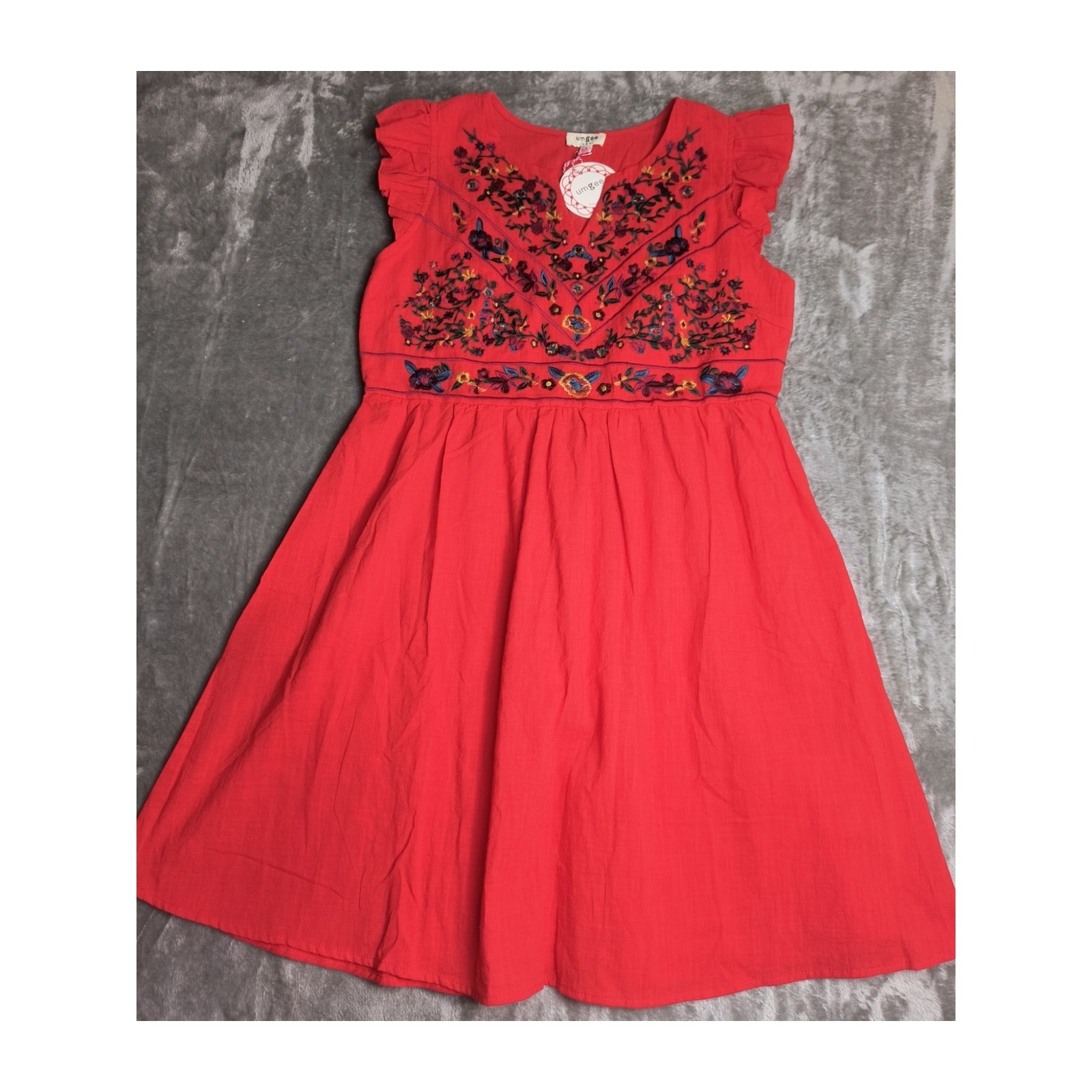 Umgee USA Embroidered Ruffled Sleeve Dress – Size L – NWT