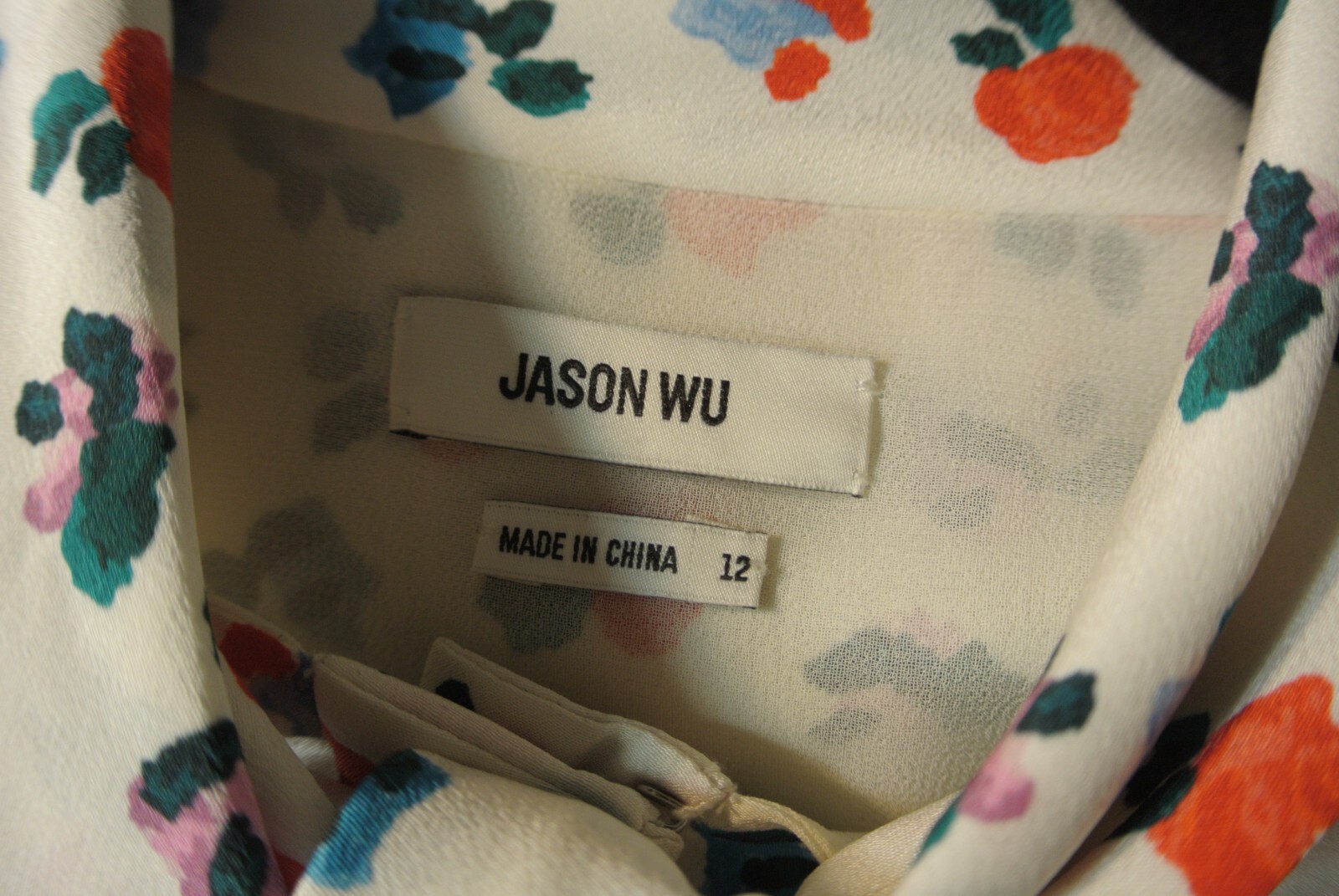 NEW Jason Wu Tie-neck Floral-print Silk Crepe De Chine Silk Dress Size 12 #MD700