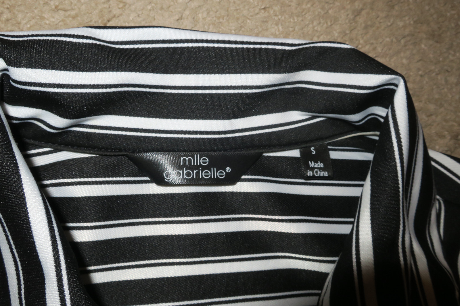 S 6❤️ MILE GABRIELLE ❤️ MIDI 35″ Length SHIRT Dress Fancy STRIPED Sleeve NO BELT