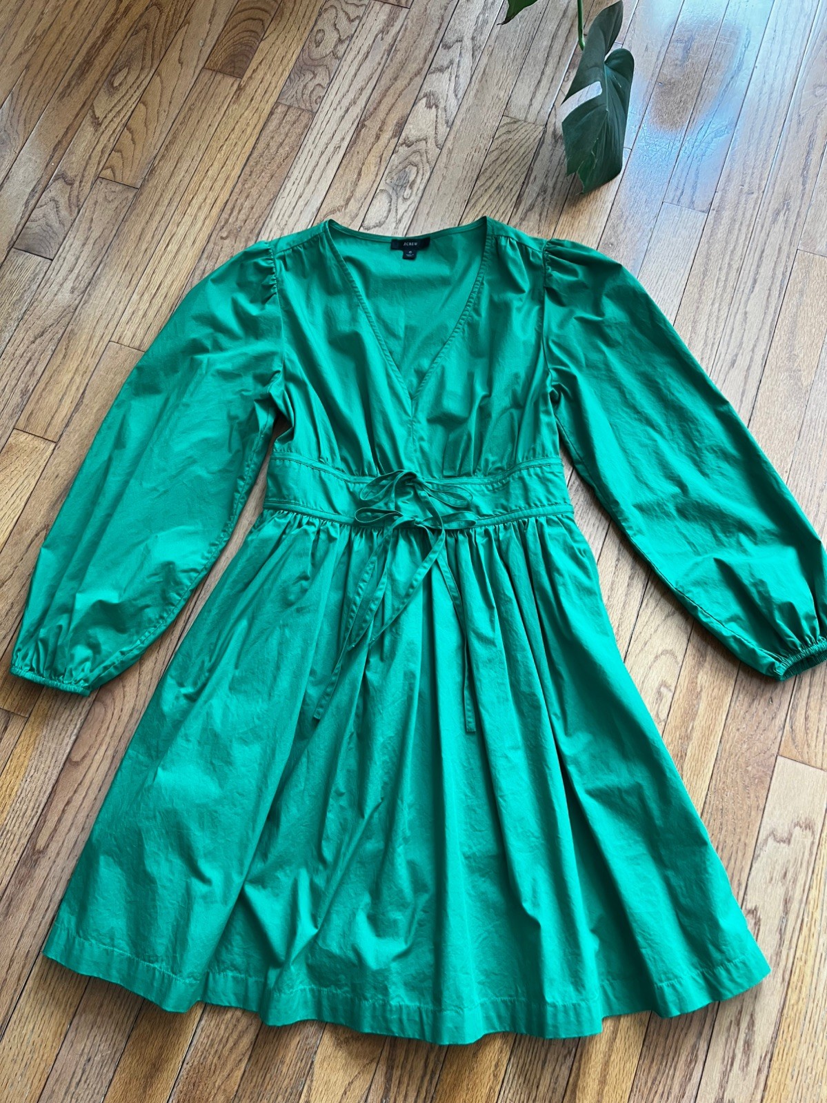 J.Crew Dress V-Neck Cotton Poplin Kelly Green Size 6