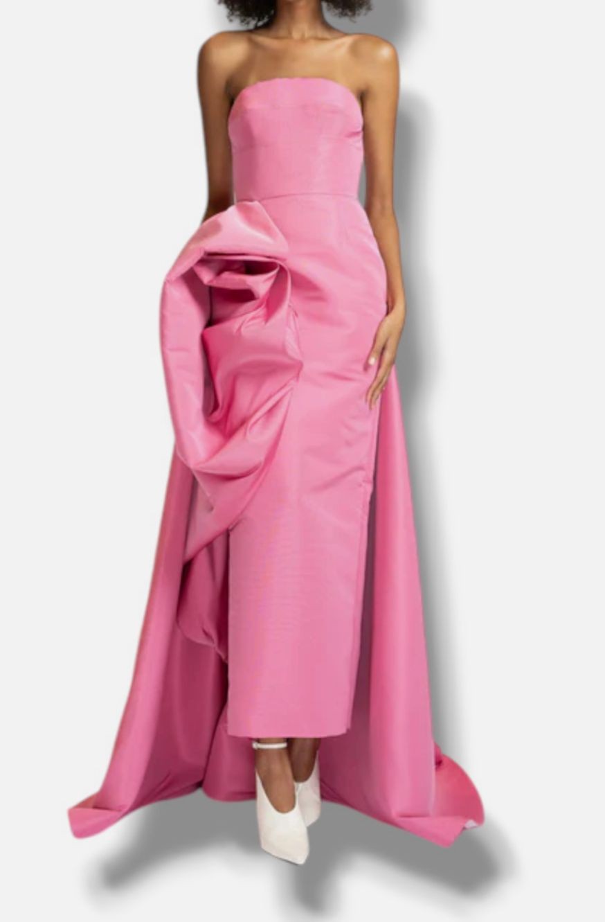 Bibhu Mohapatra Women’s Pink Camellia Faille Strapless Dress Size 6