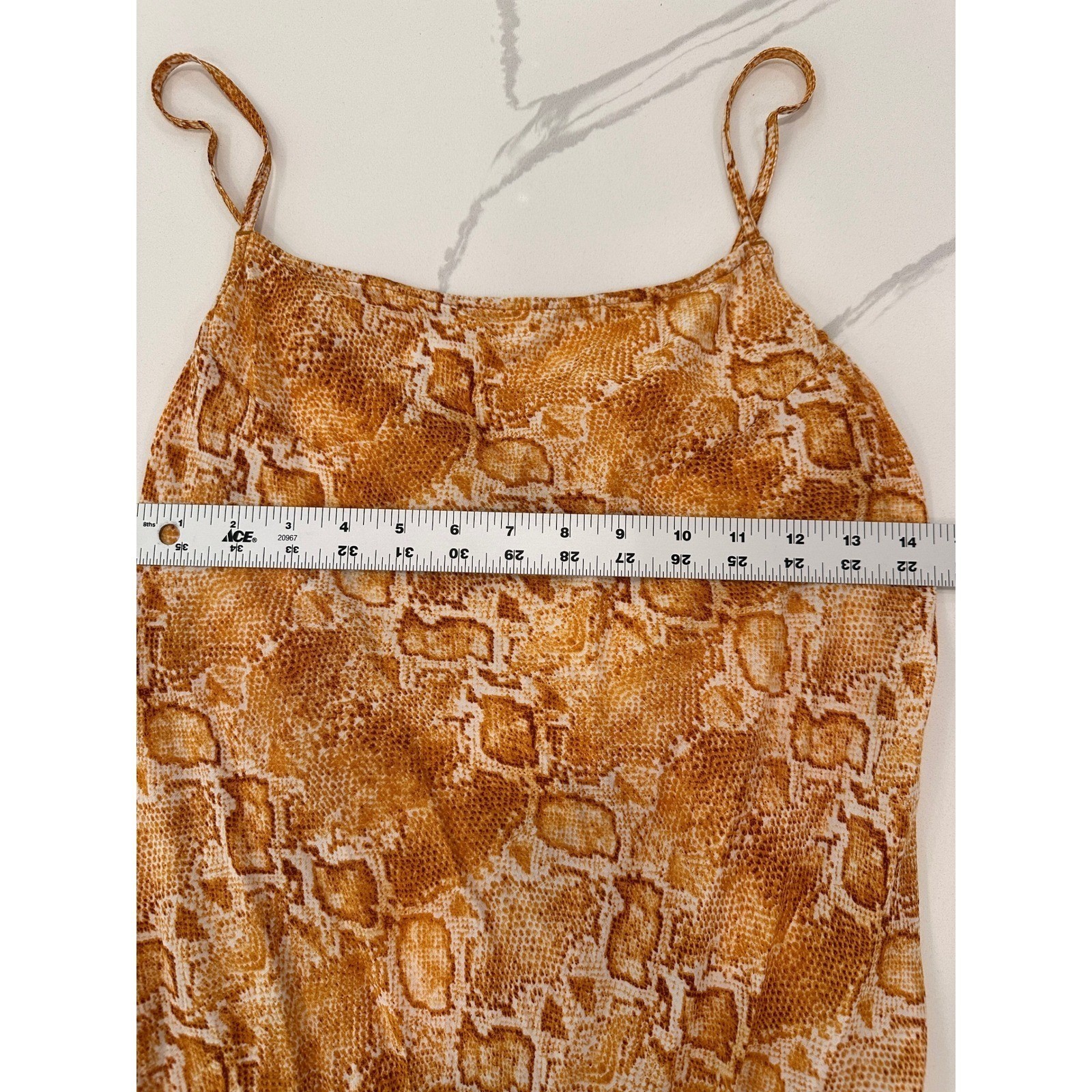 Billabong Snakeskin Print Mini Dress Criss Cross Back Small Yellow Boho Chic
