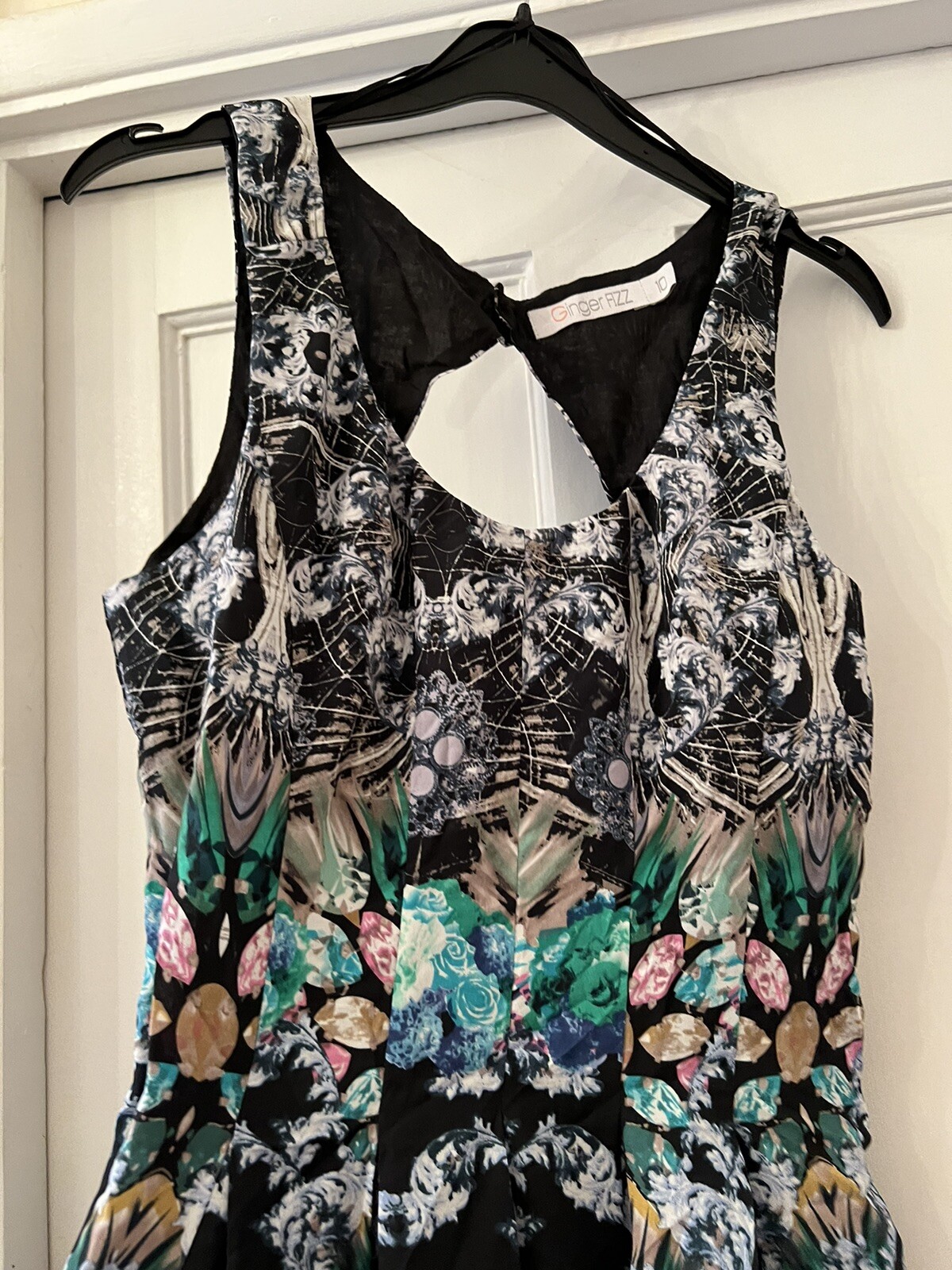 New Ginger Fizz Multicoloured Open Back Sleeveless Dress,UK 10
