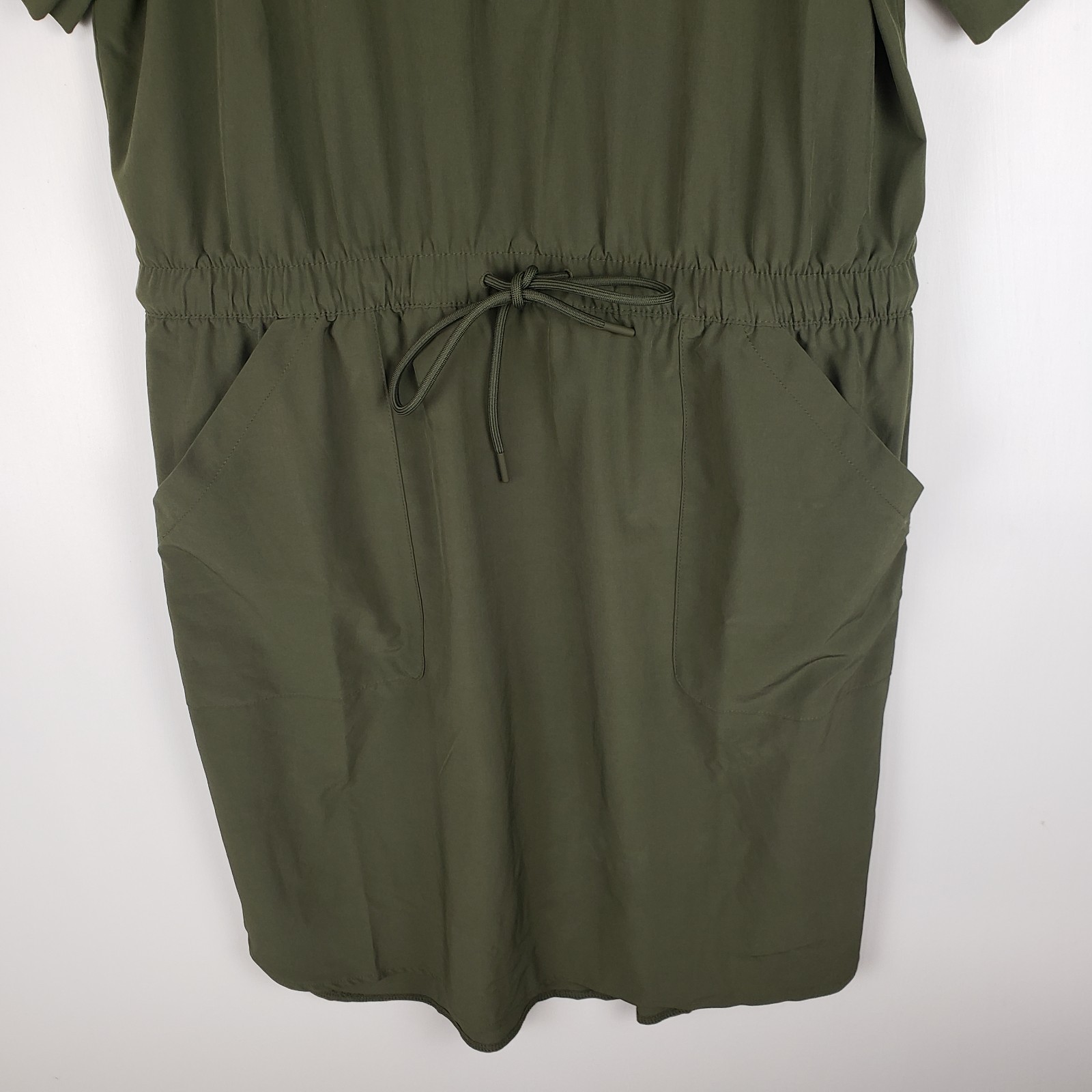 Talbots UPF Dress Lightweight Blouson Olive Green Stand Collar Womens Medium