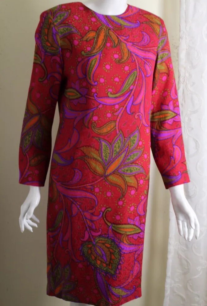 Miss Jacksons Designer VTG 90s 80s 8 M Loud Wild Colorful Silk Paisley Dress