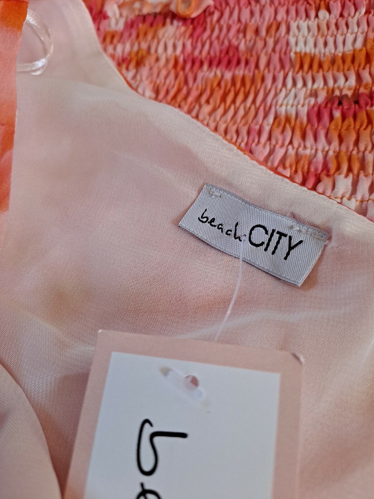 Beach City One Shoulder Pink Orange Dress Elasticated Runched Skirt Size S BNWT