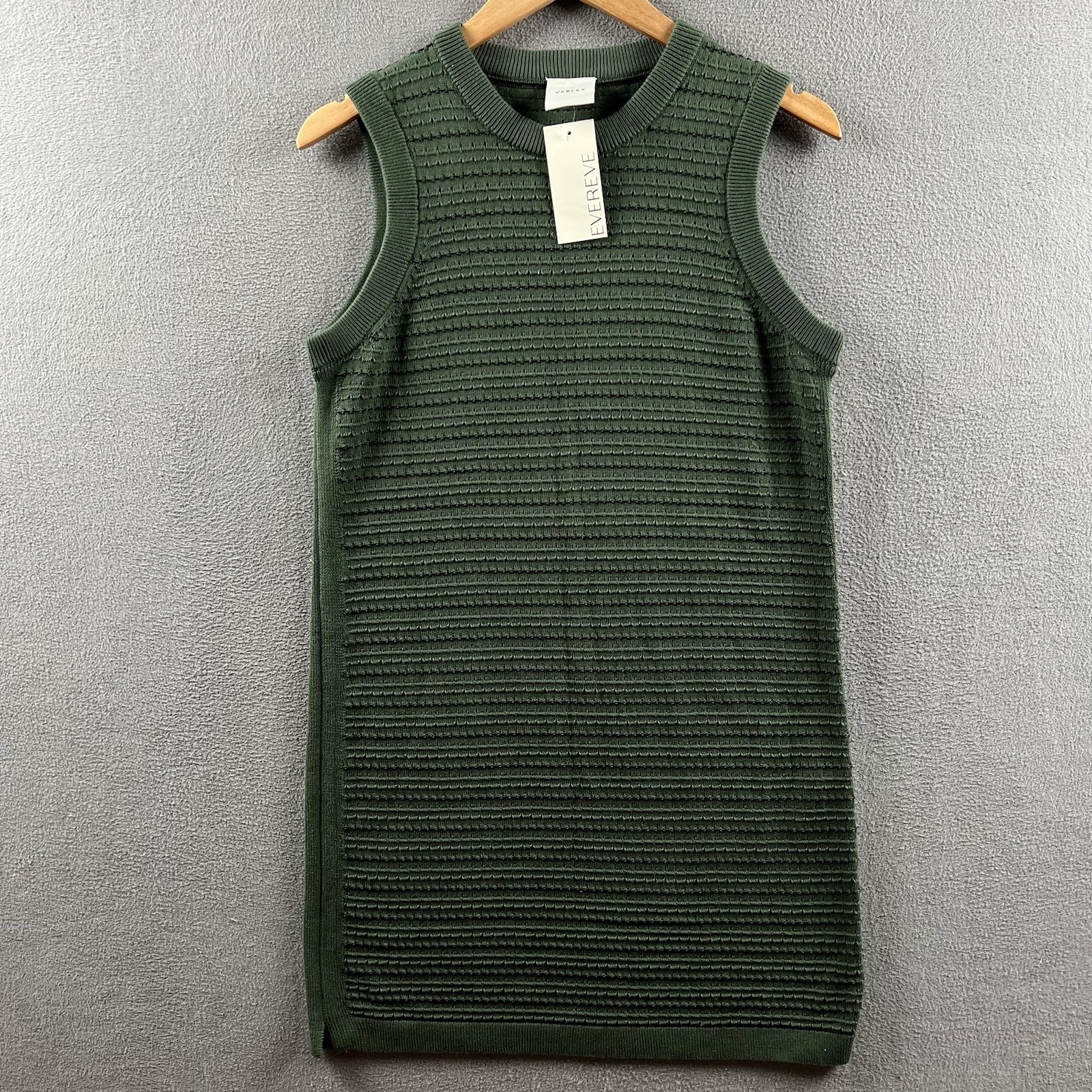 Varley Dress Size Small Green Sleeveless Mindy Contrast Stitch Knit Midi NWT