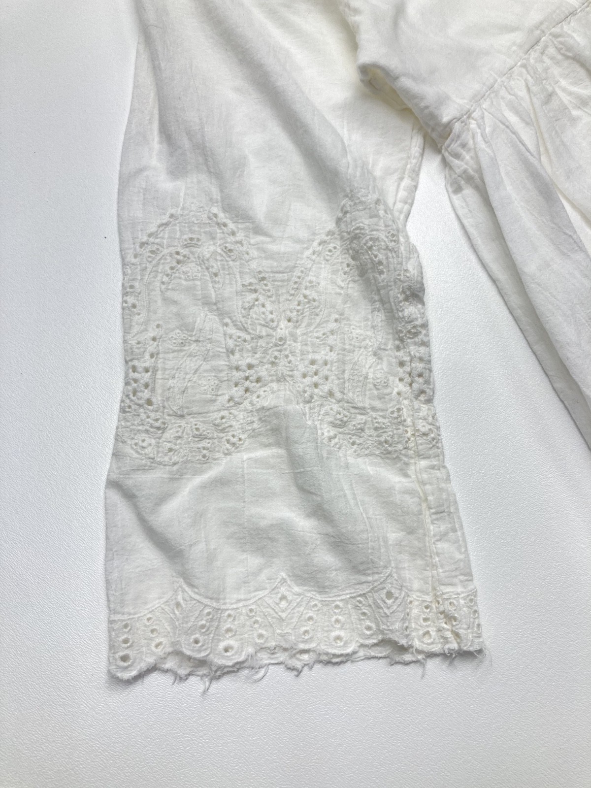 Cute Options 100% Cotton White Tunic Embellished Lined Dress Women’s Size M