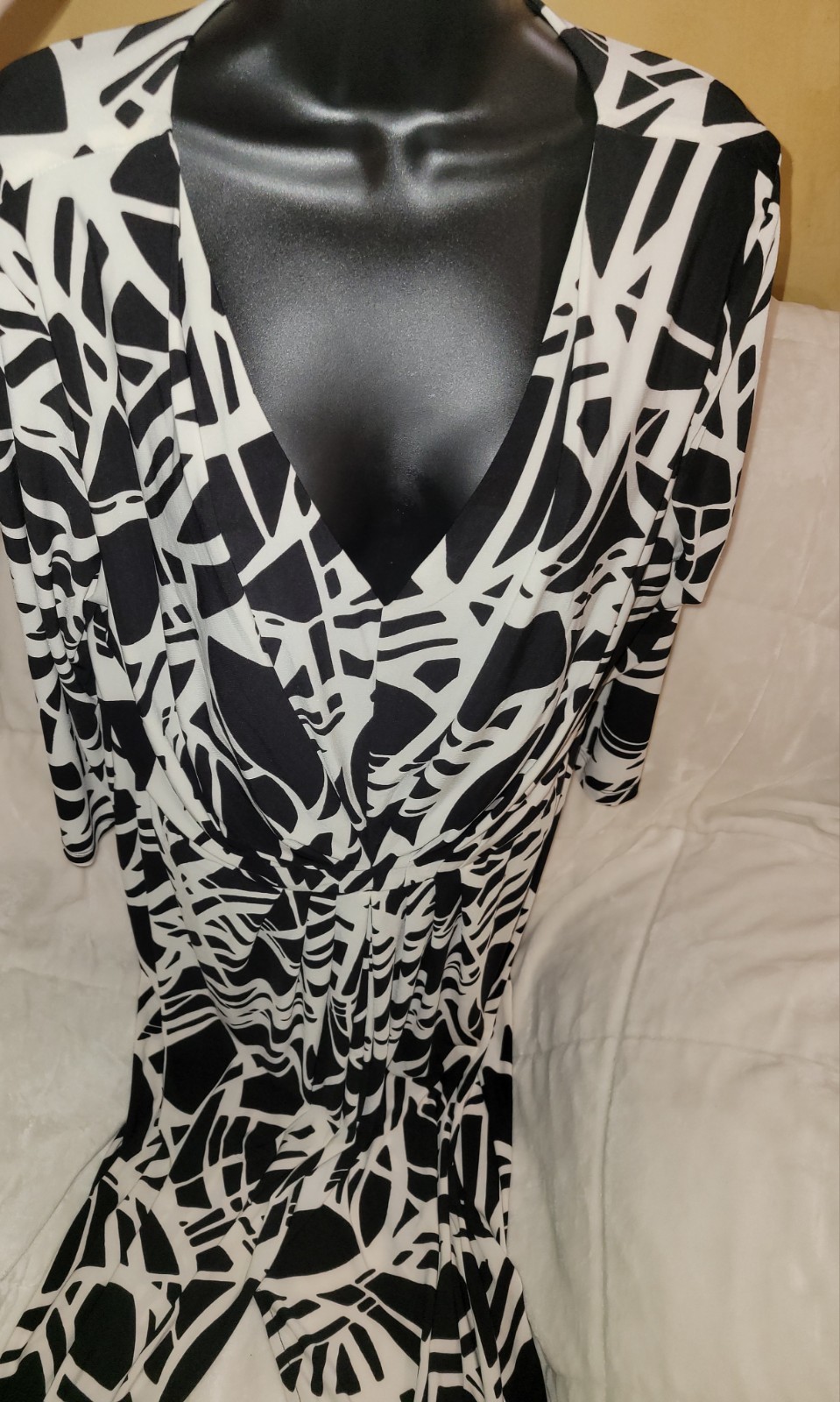 Anne Klien Black And White Print Long Classy Dress Size XL