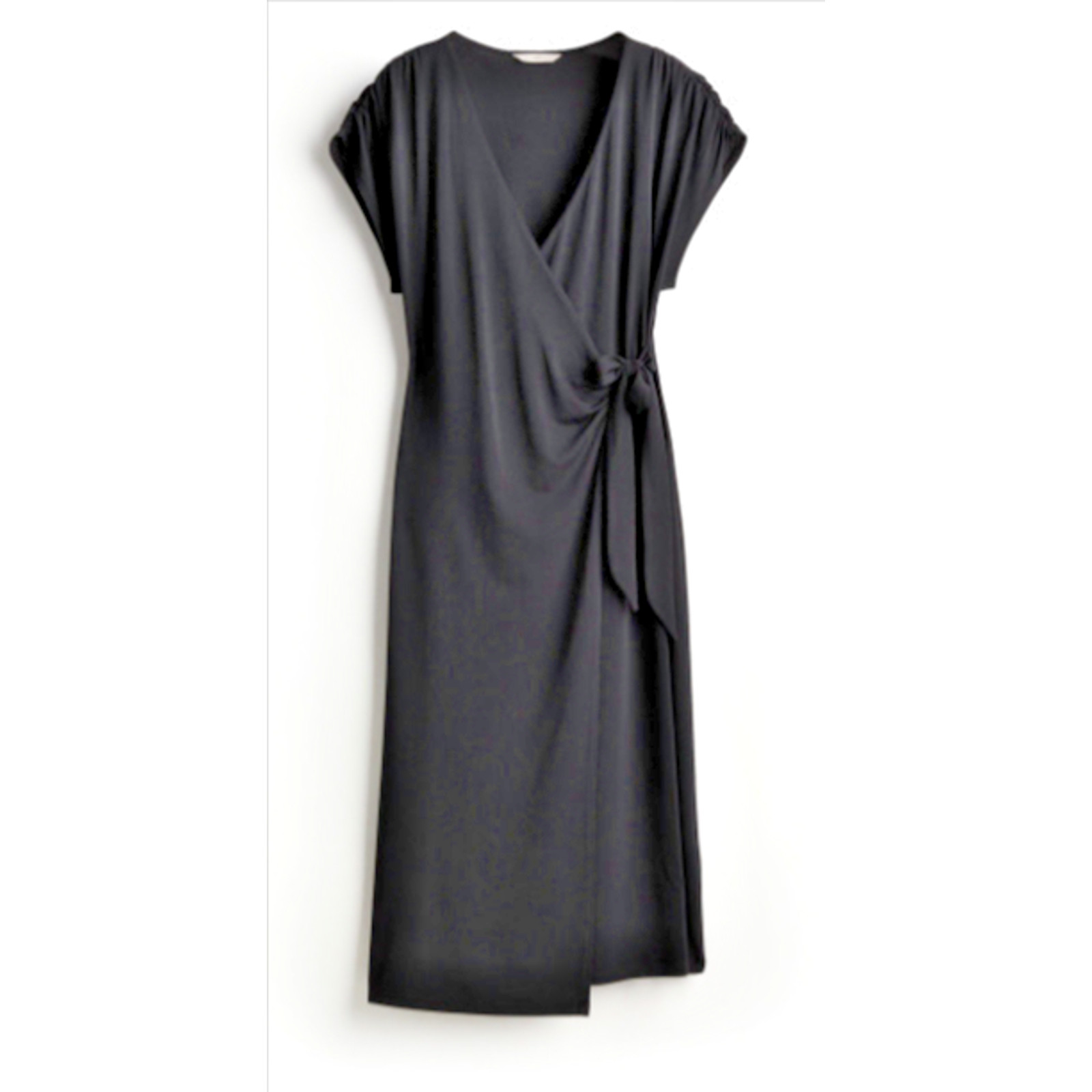 H&M Women’s Jersey V-Neck Black Wrap Dress Midi Size small 2-6 NEW