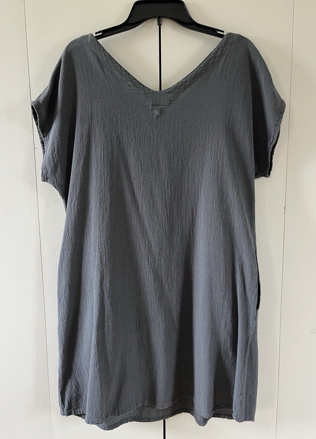 Oh My Gauze! 100% Cotton Pocket Mini Beach Dress Tunic Lagenlook Gray Size 1 S/M