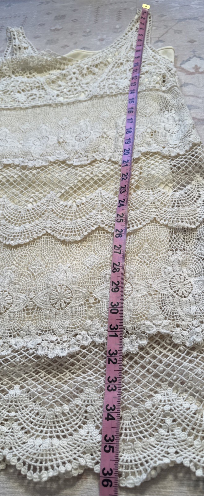 American Eagle Ivory Fine Crochet Slip Dress M Beach Travel Boho Romantic